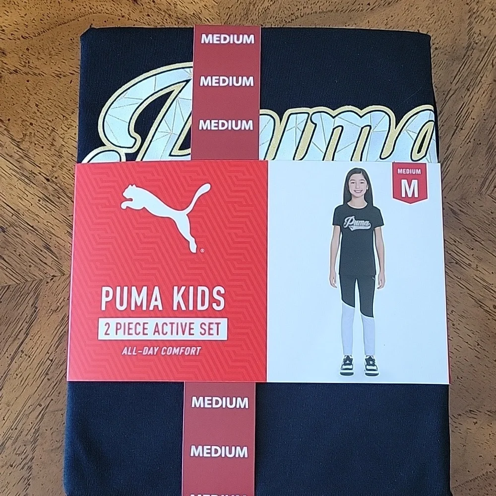 PUMA GIrls Active Set, M(7/8), Black, NWT - Picture 1 of 10
